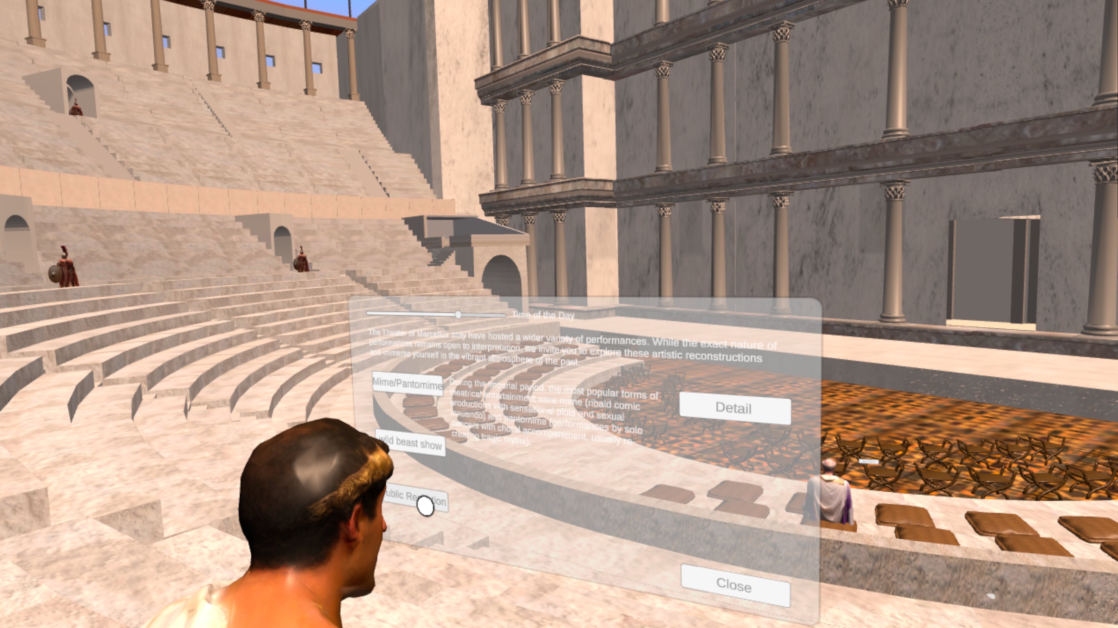 Performance information interface inside the theater